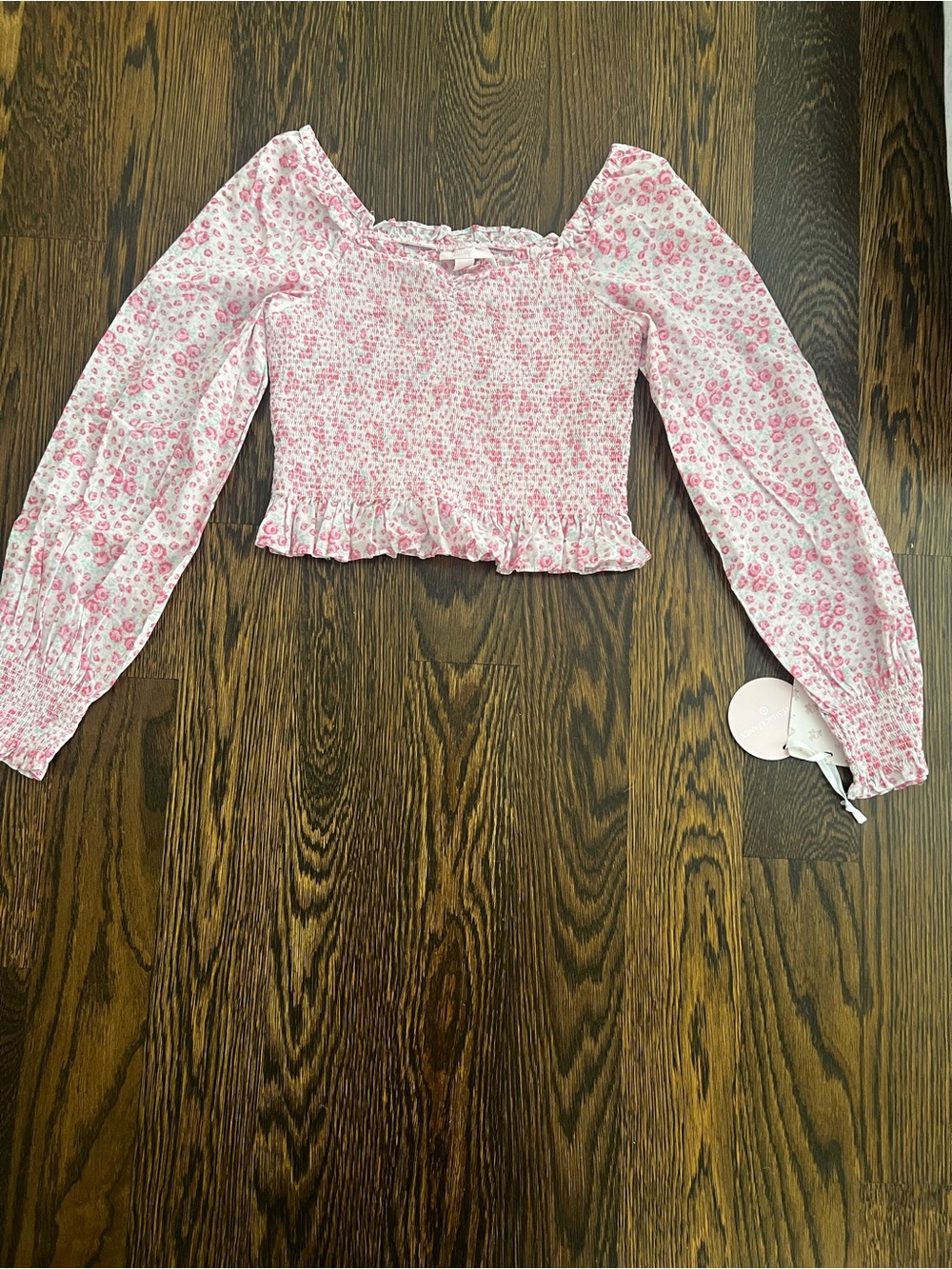 LoveShackFancy X Target Girls Roseheart Smocked Long-Sleeve Top (Size 16)